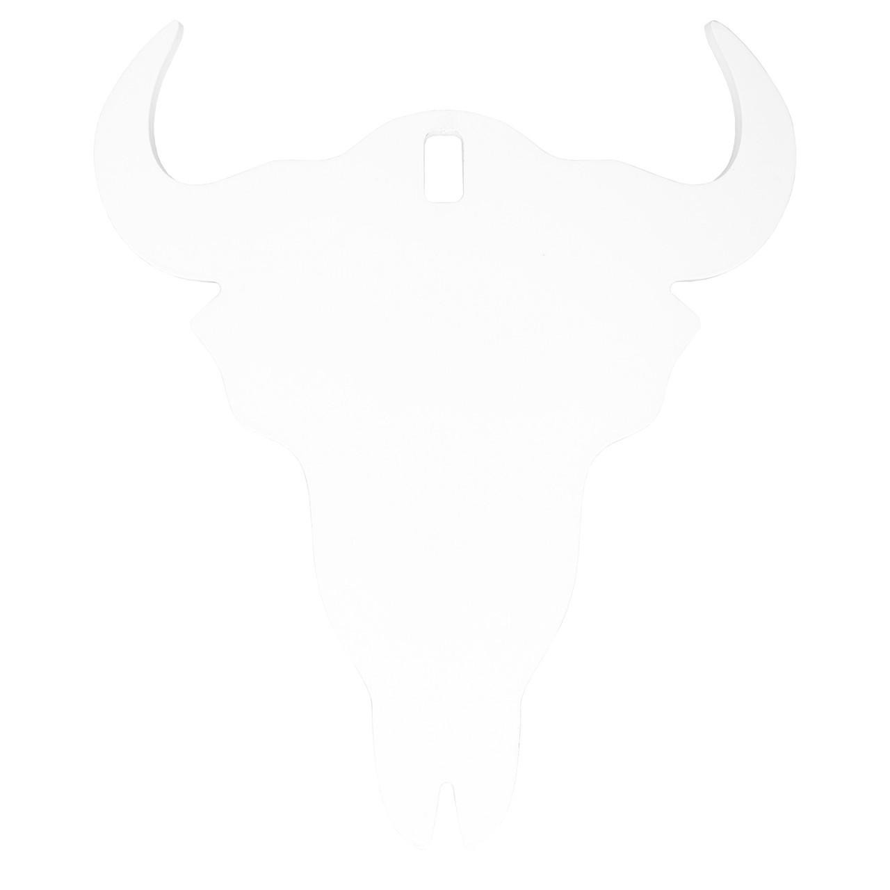 Birchwood Casey AR500 3/8" SILHOUETTE SKULL WHT, white silhouette of a skull target with horns for shooting practice.