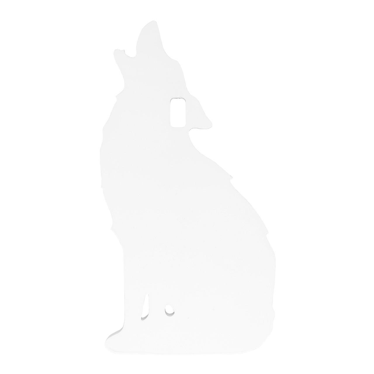 Birchwood Casey AR500 3/8" SIL HOWLING COYOTE, silhouette target in the shape of a howling coyote with a white finish.
