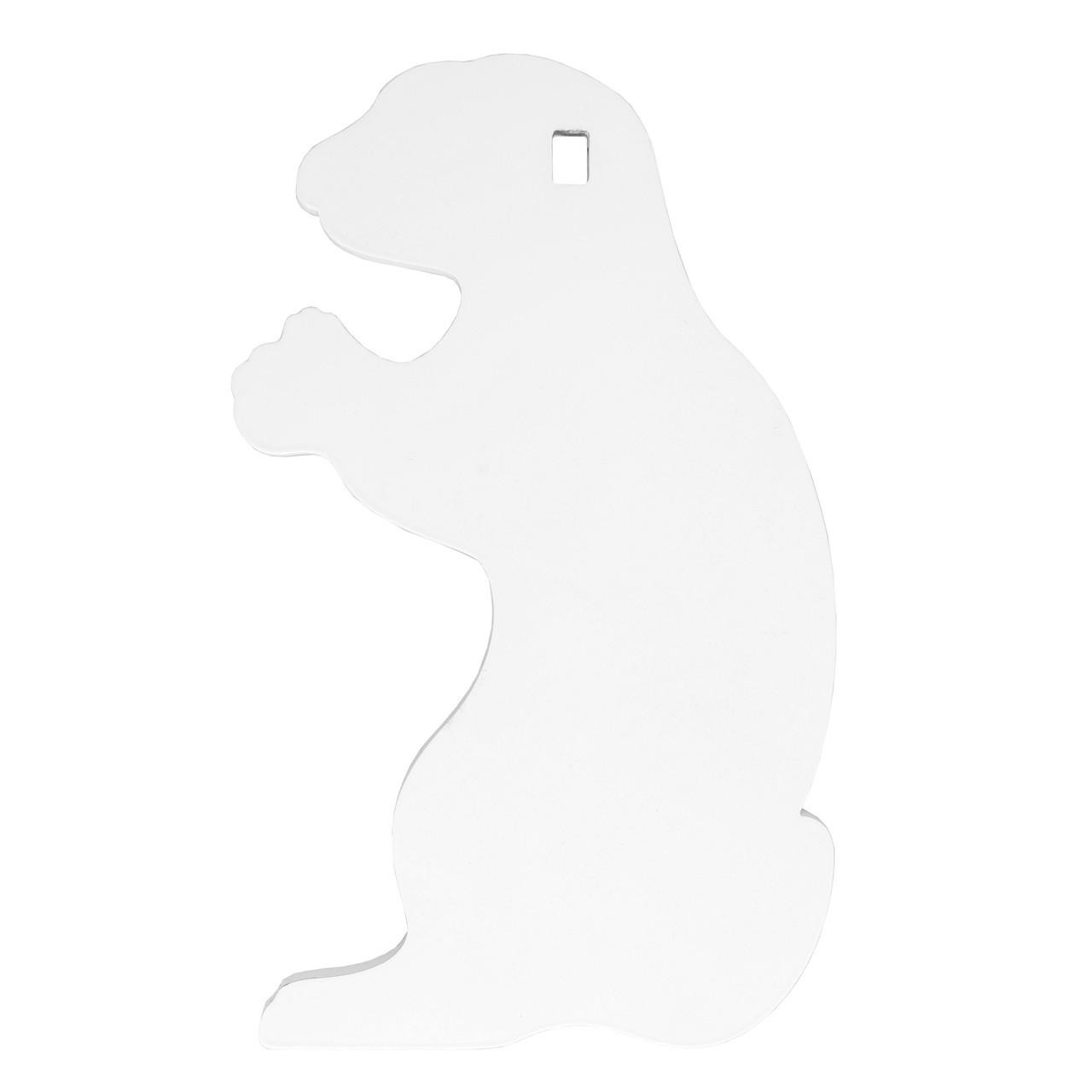 Birchwood Casey AR500 3/8" Silhouette Gopher White, metal target for shooting practice featuring a gopher shape in white color.