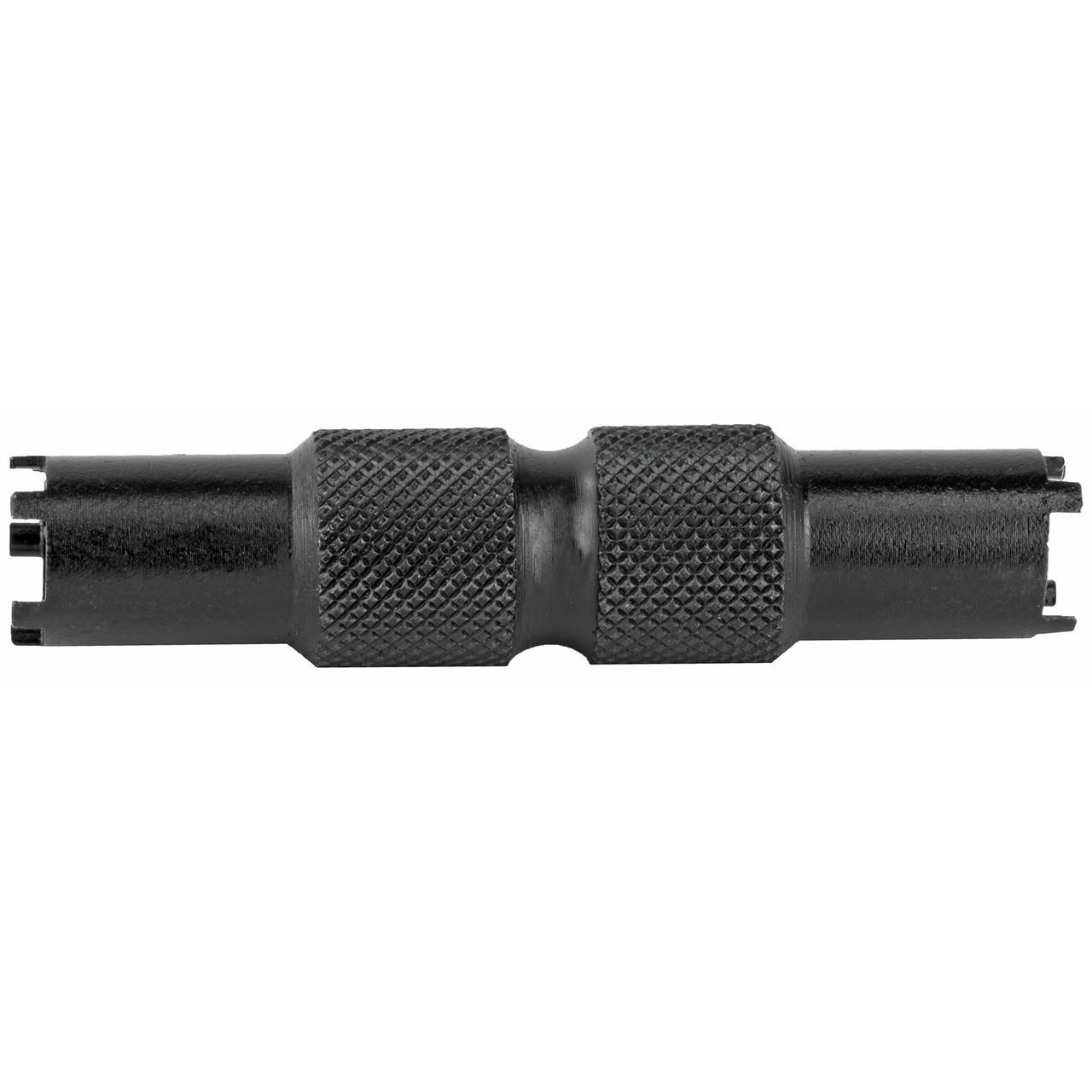 Real Avid Real Avid AR15 Front Sight Adjuster, black tactical tool for firearm sight calibration.