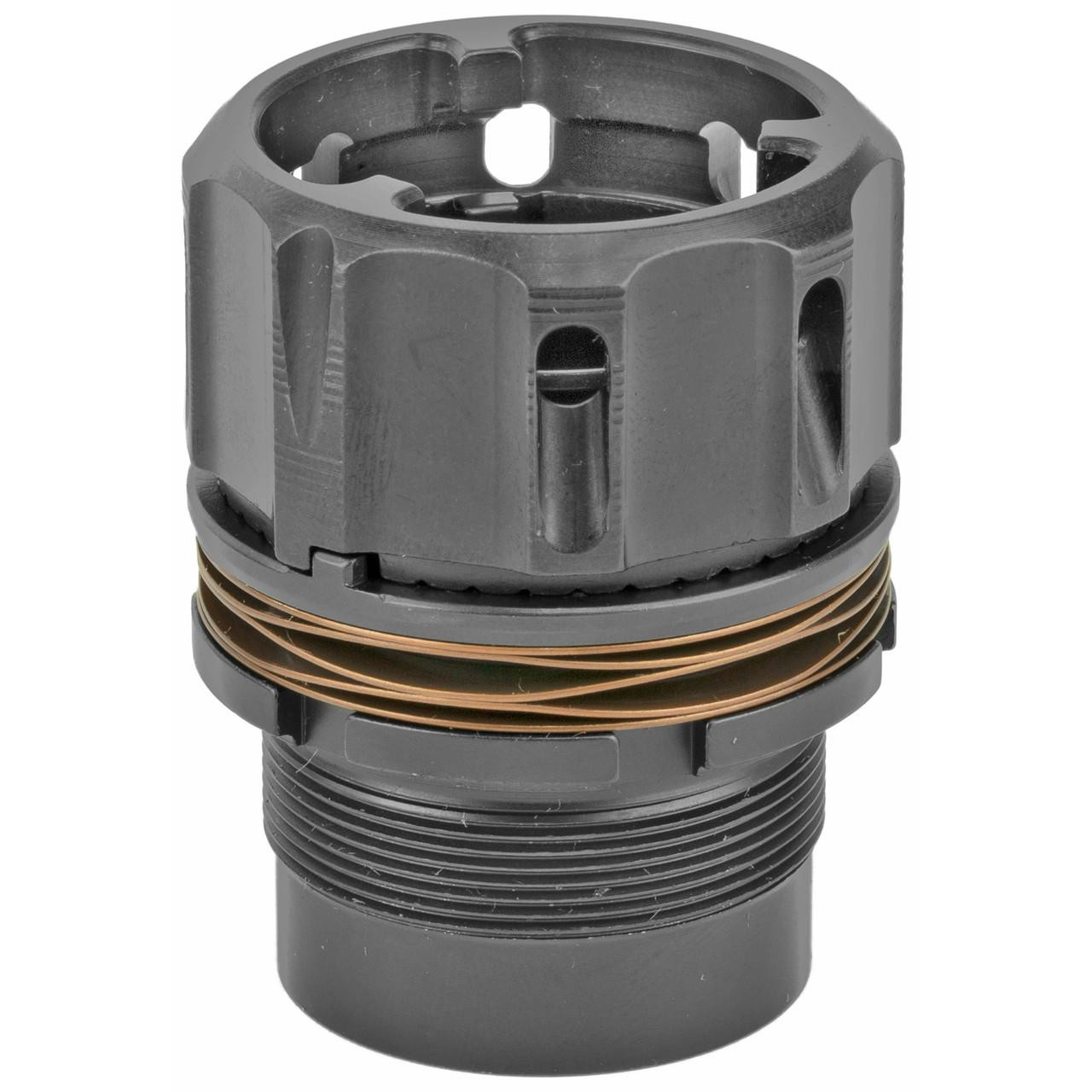 Dead Air Armament DEAD AIR KEY-MICRO ADPTR GHST-M/WOLF, firearm suppressor mount adapter with metallic and copper components.