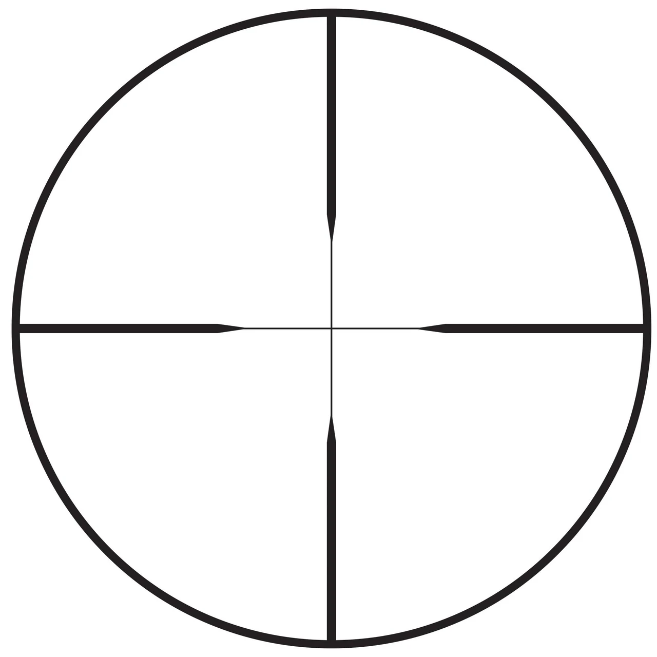Konus 7260, image of a black crosshair reticle with a circular border for firearm or target scope.