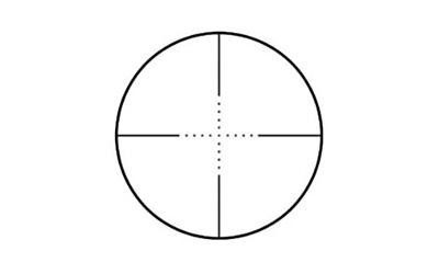 BSA Optics TW-312X40W1PMTB TACT WPN 3-12X40 MIL DOT BLK, image of the reticle with a crosshair design and MIL dot markings for precise targeting and aiming.