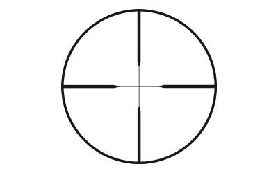 BSA Optics PS27X28 EDGE PISTOL SCOPE 2-7X28 30/30, image of the scope's reticle view showing a crosshair design.