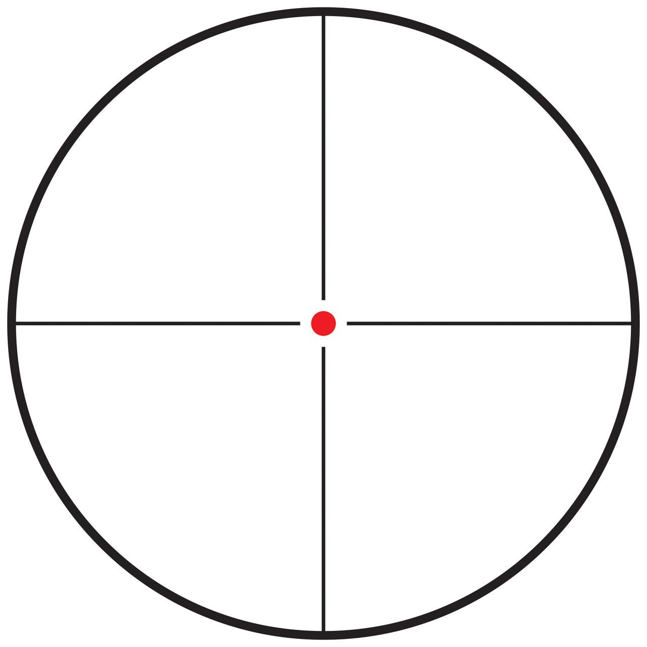 Konus KONUS KONUSPRO PLUS 6-24X50 IR MBLK, image of a rifle scope reticle with crosshairs and a red central dot.