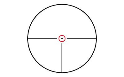 Konus 7184, top view diagram of a firearm scope with crosshair reticle design.