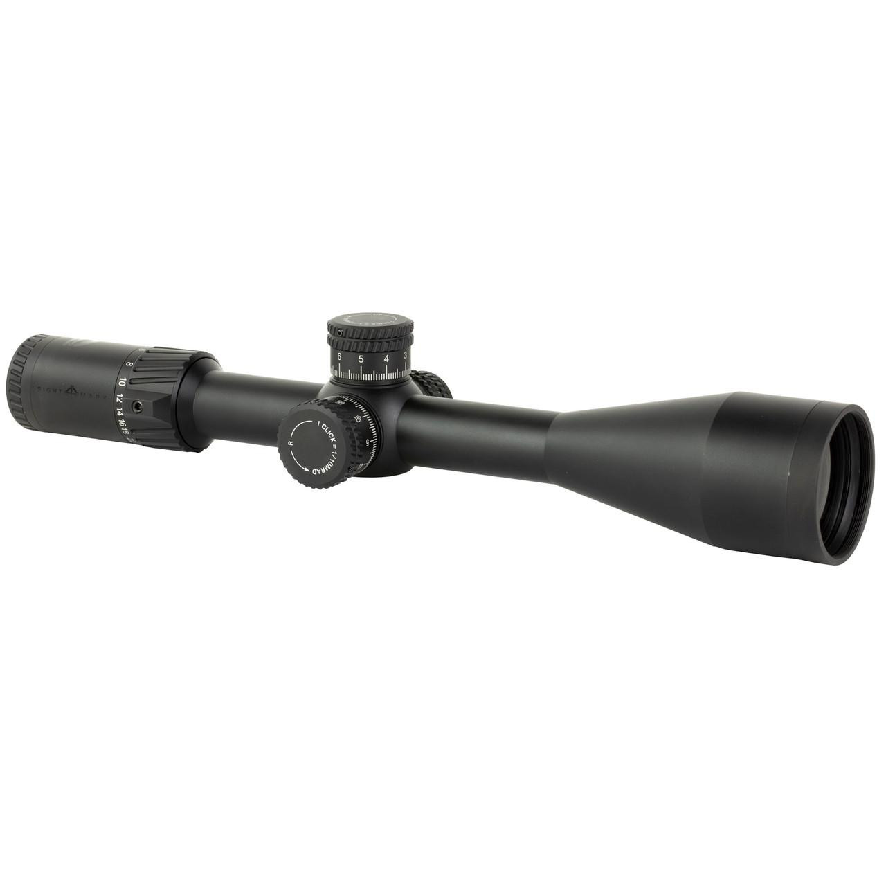 Sightmark SIGHTMARK PRESIDIO 5-30X56 LR2 FFP, black tactical rifle scope with adjustable magnification and reticle, with turrets for elevation and windage adjustment.