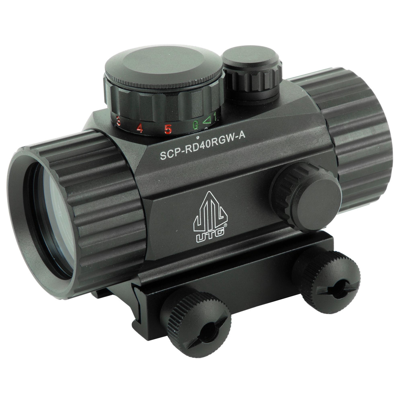 Leapers, Inc. - UTG SCP-RD40RGW-A, a tactical rifle scope with adjustable zoom and reticle, featuring a compact design and durable build for firearms aiming.
