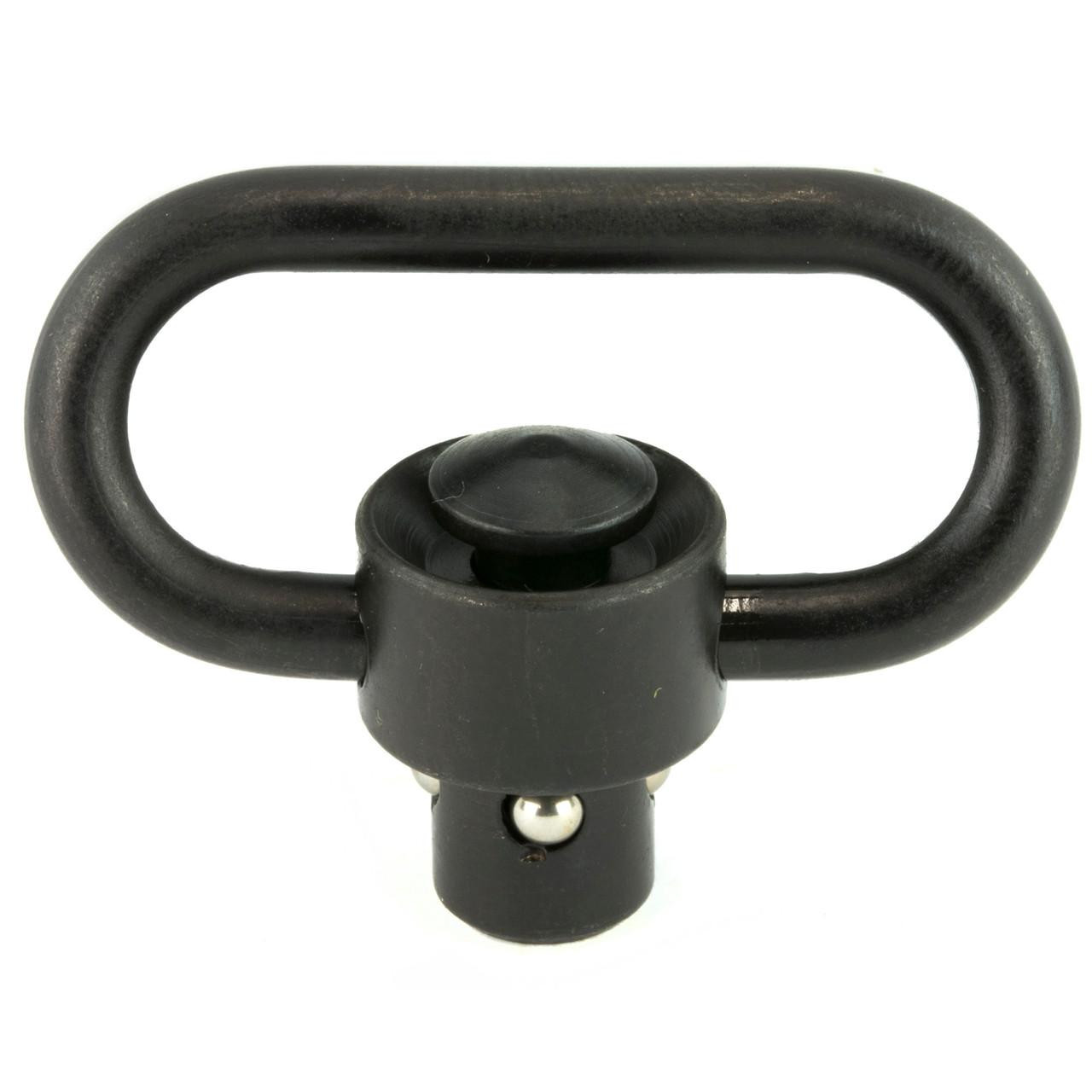 Leapers, Inc. - UTG UTG BUTTON QD SLING SWIVEL 1.38" BLK, Black sling swivel with quick detach button for firearm accessories.