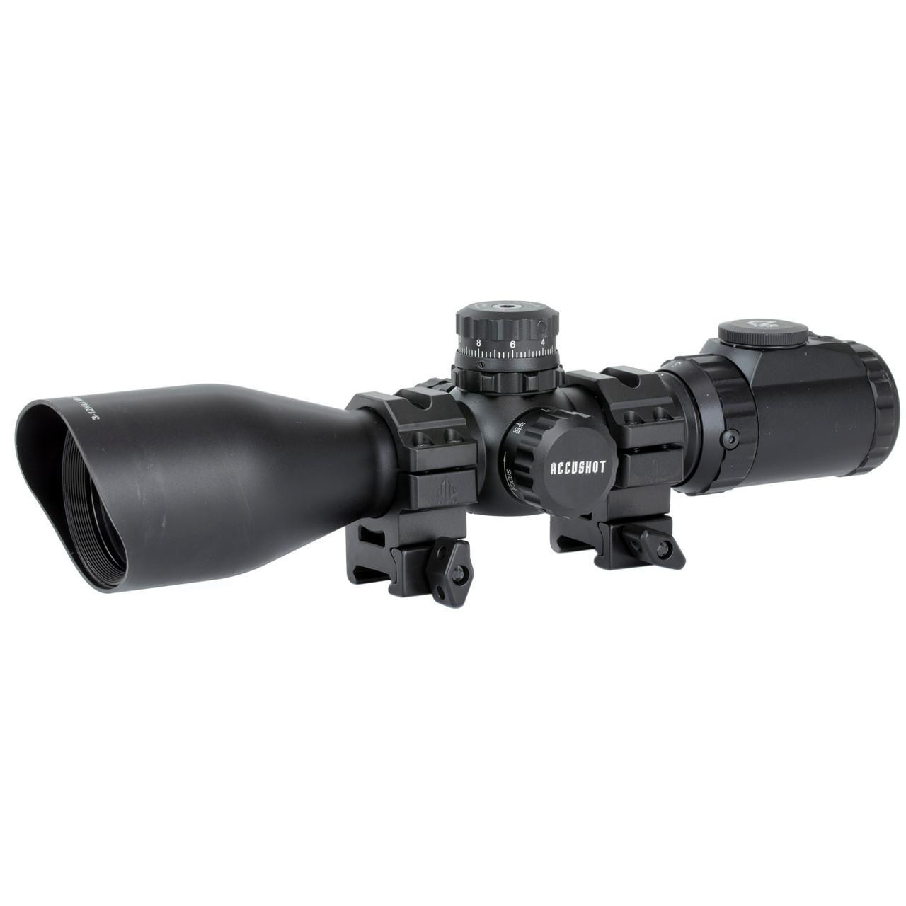 Leapers, Inc. - UTG UTG 3-12X44 SWAT CMPCT MDOT W/RINGS, tactical rifle scope with adjustable magnification and mounting rings for precision shooting.
