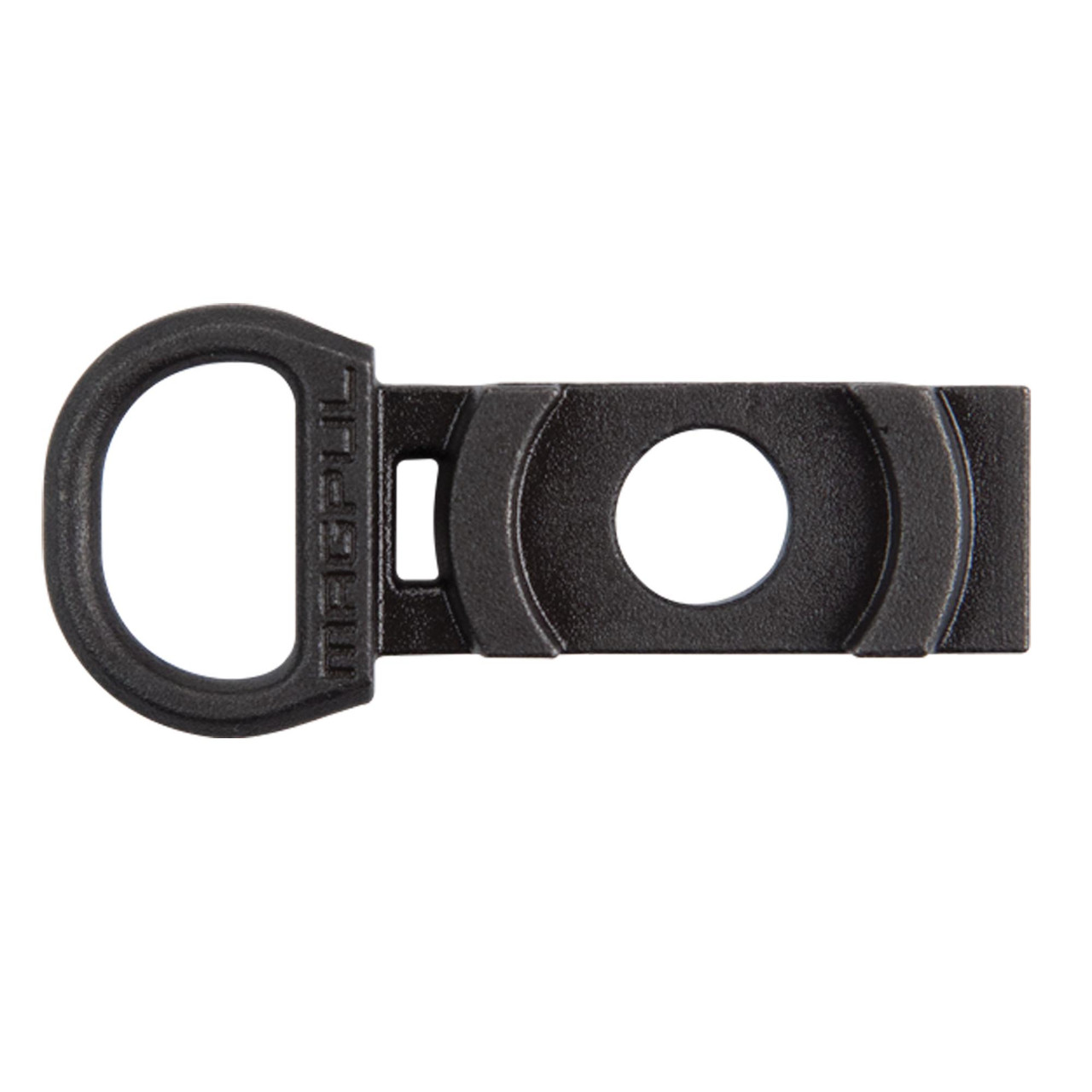 Magpul Industries MAG492-BLK SGA Receiver Sling Mount for Mossberg 500/590/590A1 - Adjustable Attachment Point, Precision Cast Steel, Made in USA, black sling mount with loop and screw hole for firearm attachment.