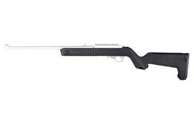 Magpul Industries MAG808-BLK X-22 Backpacker Stock for Ruger 10/22 Takedown, black tactical rifle stock with adjustable length and ergonomic design for optimized storage and transport.