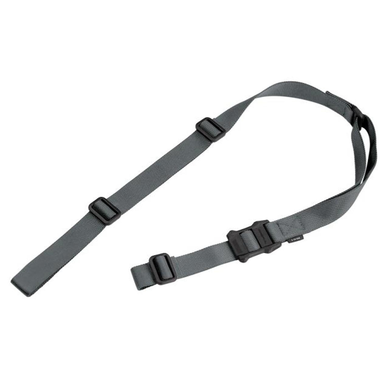 Magpul Industries MAGPUL MS1 SLING GRAY, tactical adjustable gray rifle sling with quick-release buckles and padded strap for secure firearm carrying.