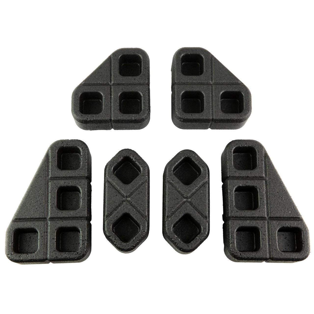 Magpul Industries Magpul DAKA Angled Block Kit - MAG1366-BLK, versatile gear support for DAKA GRID and hard cases, black plastic blocks with multiple square and diamond-shaped cutouts.