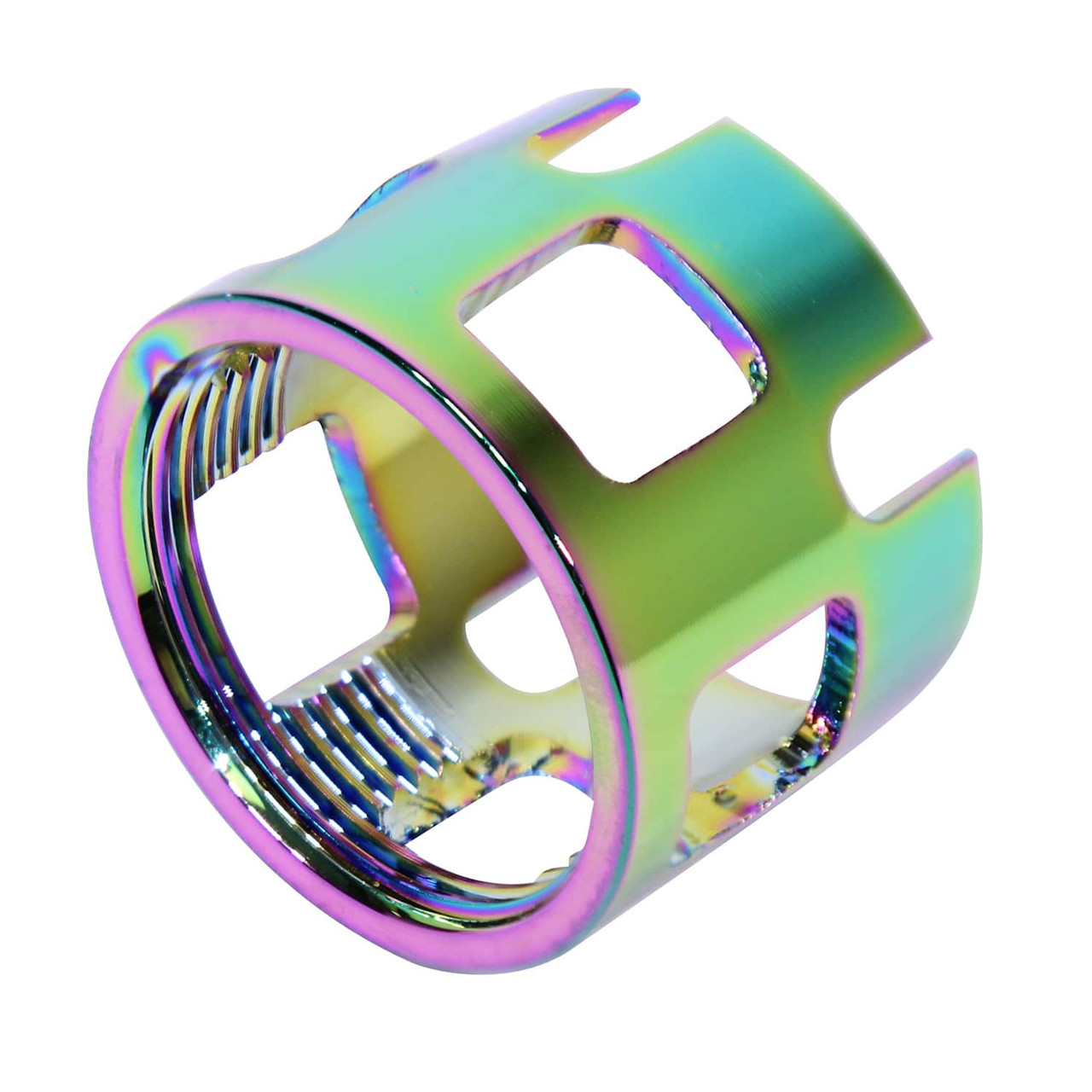 Guntec USA CASTLE-EXD-RPVD Extreme Duty Wide Castle Nut For Buffer Tube (Rainbow PVD Coated)