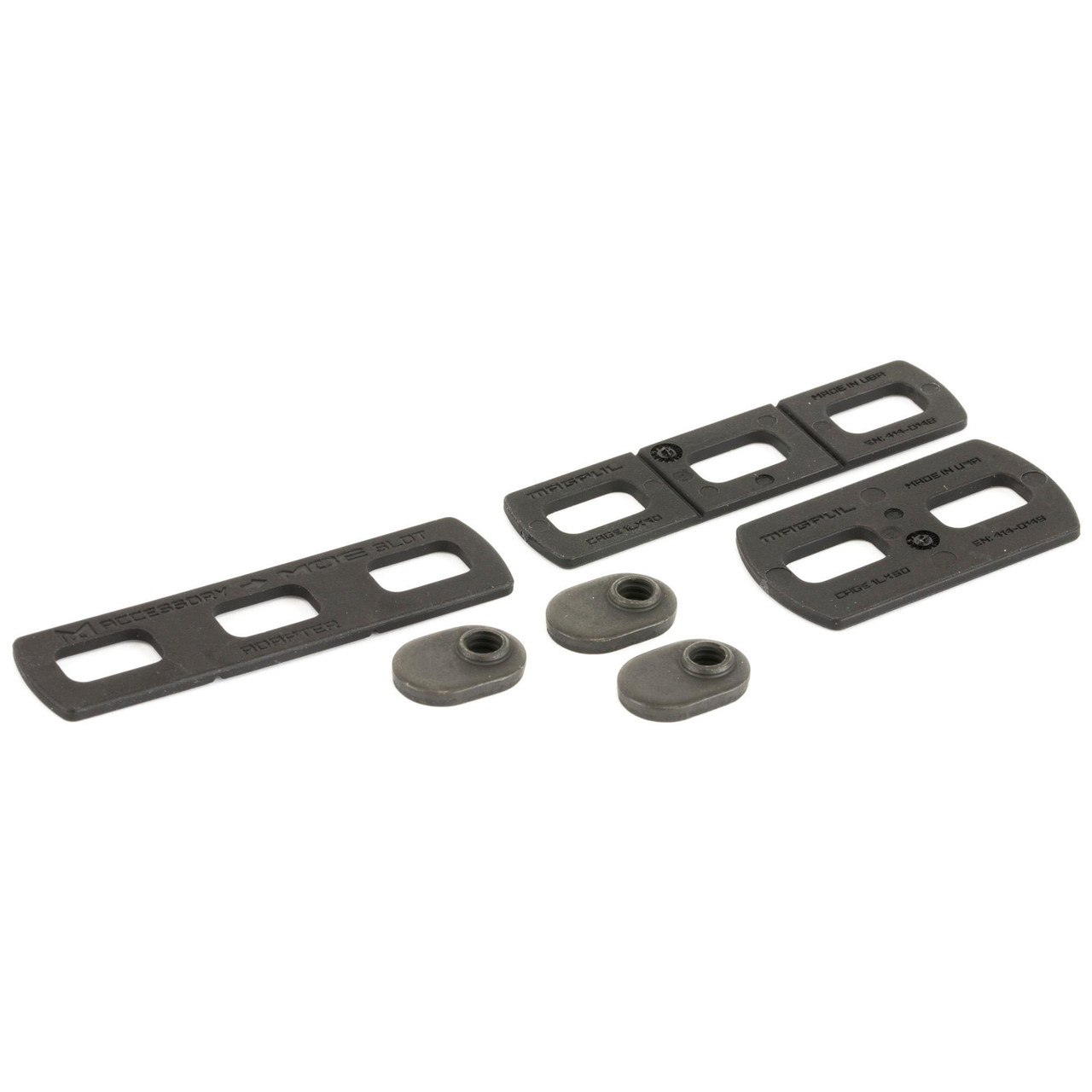 Magpul Industries Magpul MAG478-BLK M-LOK to MOE Adapter Kit, customizable length, compatible with legacy MOE handguards, includes mounting plates and hardware.