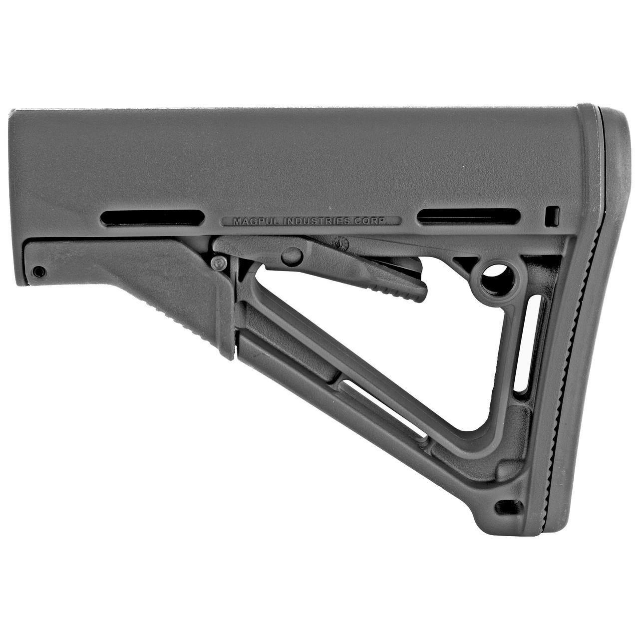 Magpul Industries MAG310B, Collapsible Carbine Stock in Black, featuring a Mil-Spec construction with adjustable length and ergonomic design.