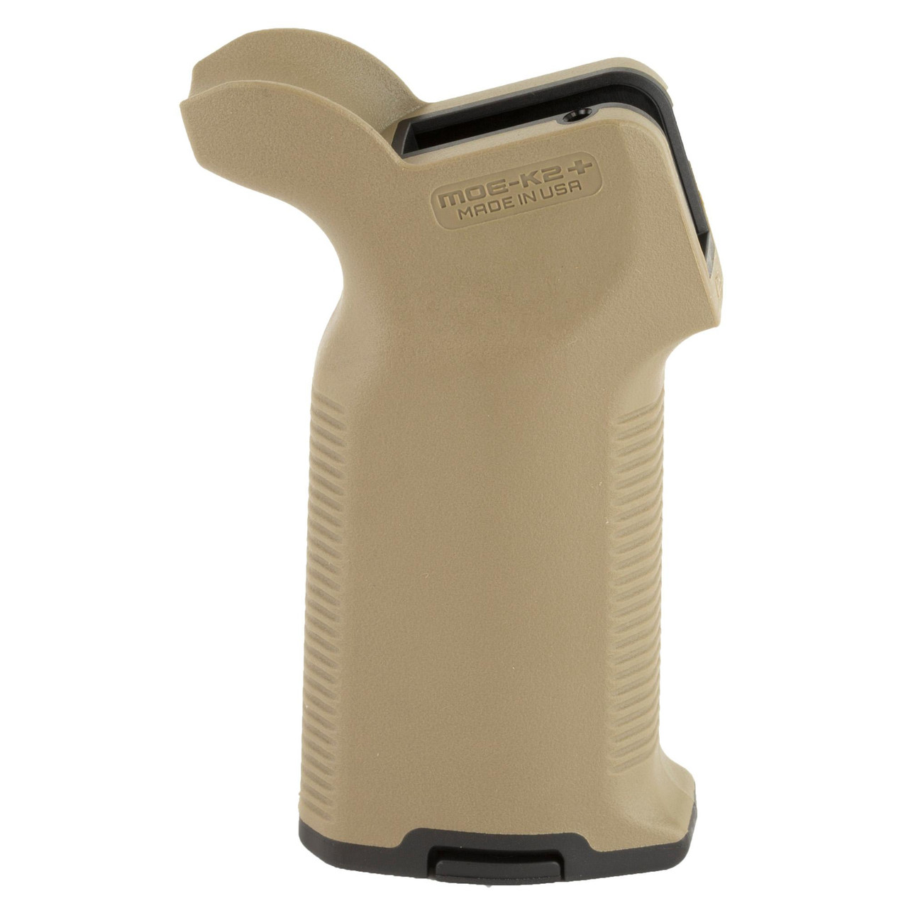 Magpul Industries MOE-K2 Plus Grip - MAG532-FDE, tactical beige grip for AR15/M4 rifles providing enhanced comfort and control.