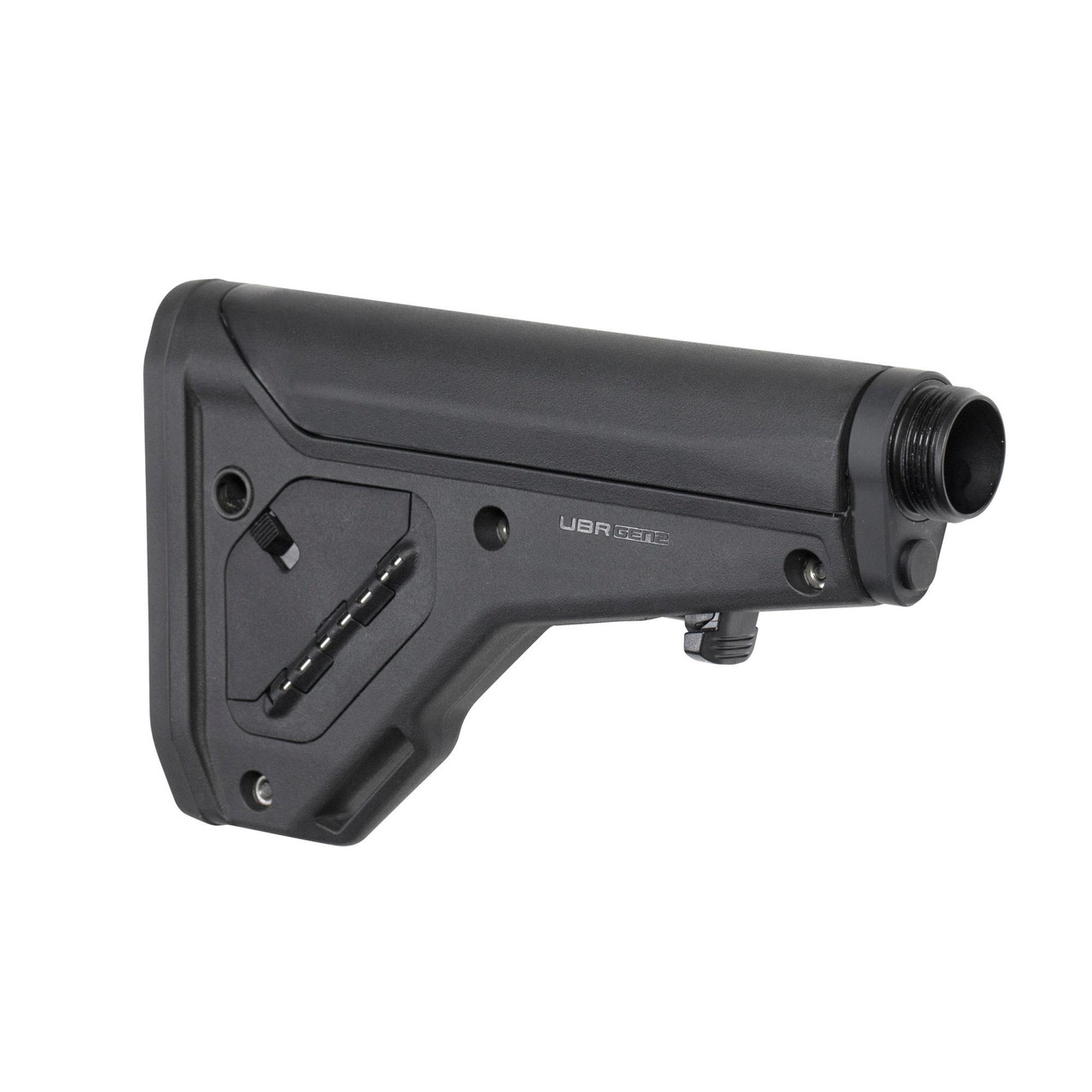 Magpul Industries UBR GEN2 Adjustable AR Stock - MAG482-BLK, black lightweight and durable adjustable rifle stock with 8-position cheek weld for customizable fit.