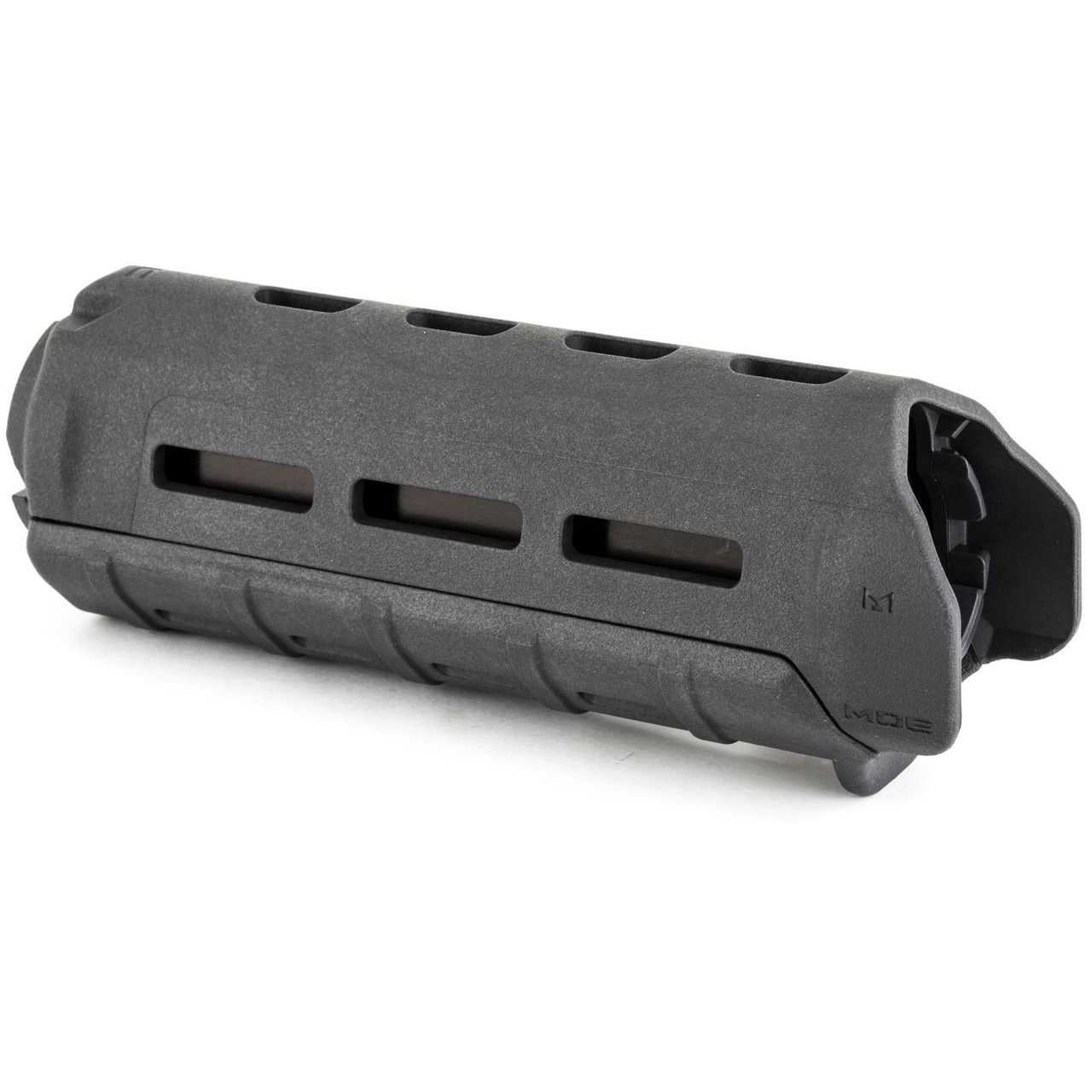 Magpul Industries Magpul MOE M-LOK Hand Guard for AR15/M4, Lightweight and Durable Reinforced Polymer, MAG424-GRY, close-up view showing the ergonomic design and M-LOK attachment slots.