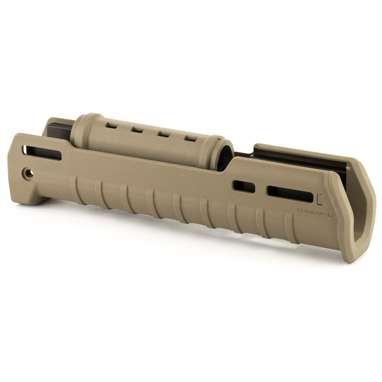 Magpul Industries Zhukov-U Hand Guard MAG680-FDE, short barrel AK-style grip with M-LOK accessory compatibility in flat dark earth color.