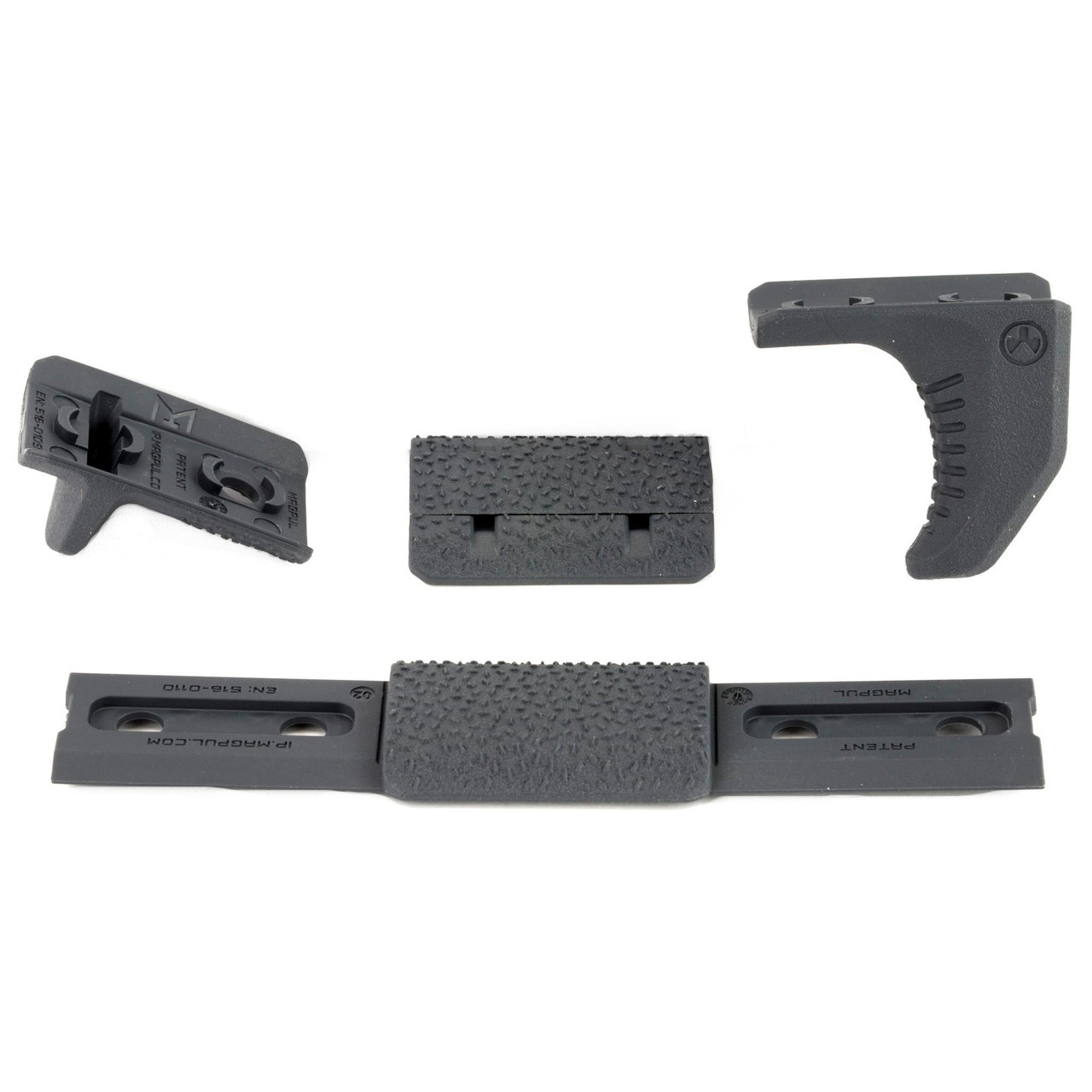 Magpul Industries Magpul MAG608-GRY M-LOK Hand Stop Kit, lightweight low-profile index point for enhanced weapon control, including multiple mounting components.