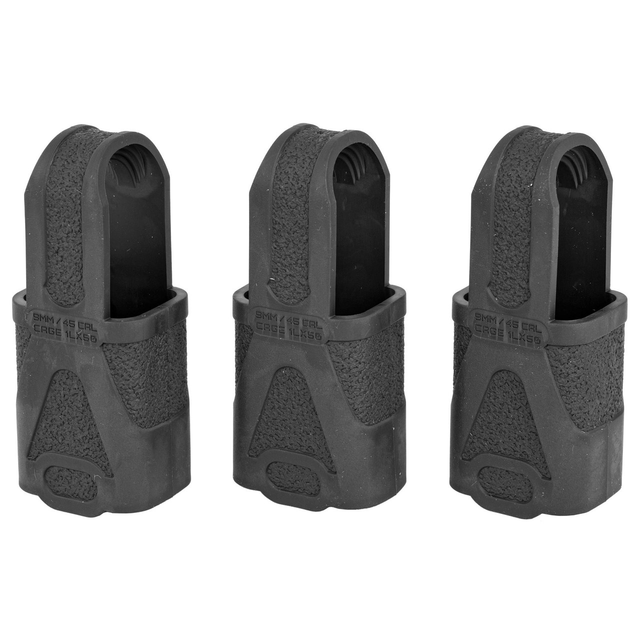 Magpul Industries MAG003-BLK Original 9Mm Subgun 3-Pack, tactical magazine grip enhancers for quick reloads and improved control, shown in black.