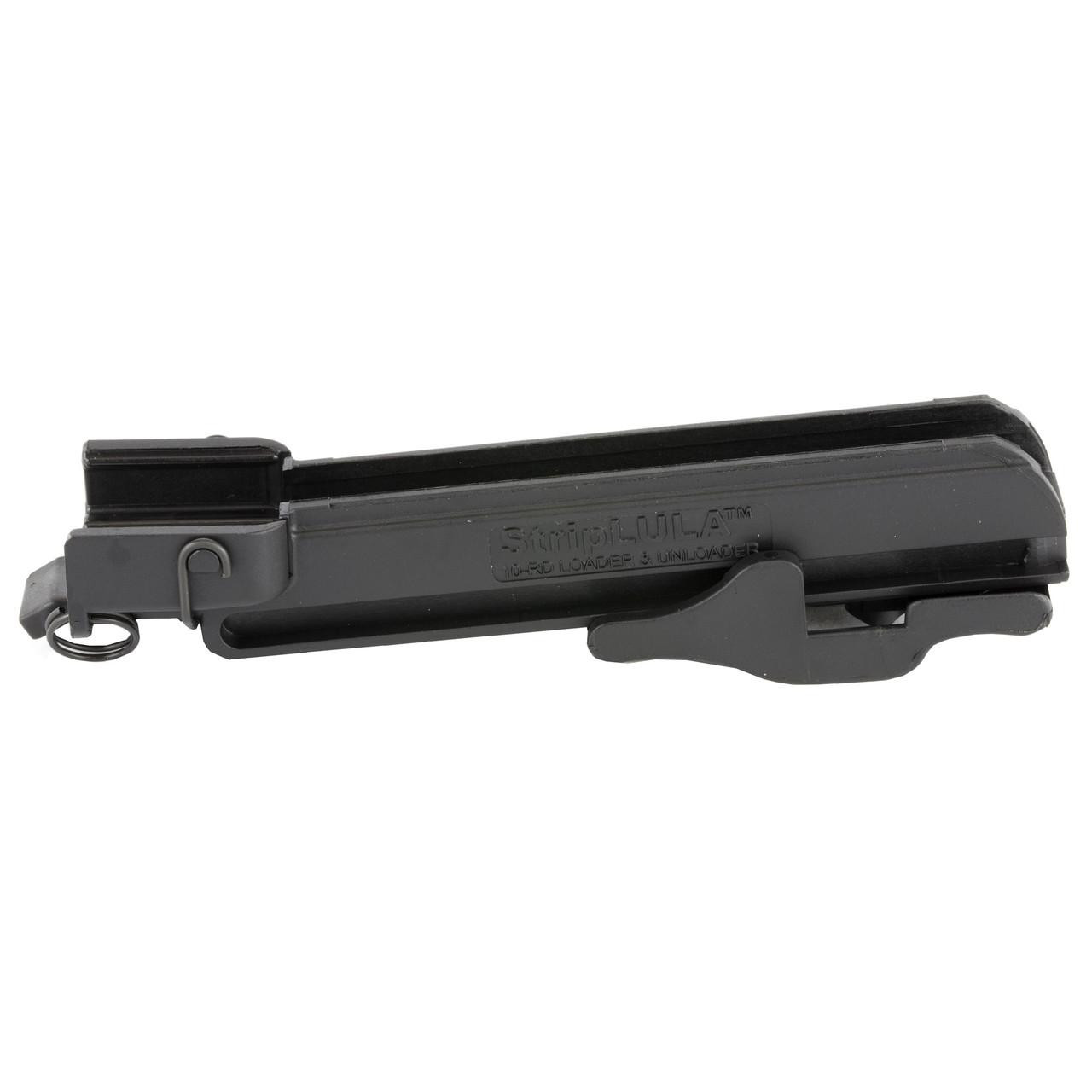 Maglula ltd. Maglula SL50B Ar15 Striplula Loader, a black firearm accessory used for loading and unloading magazines.