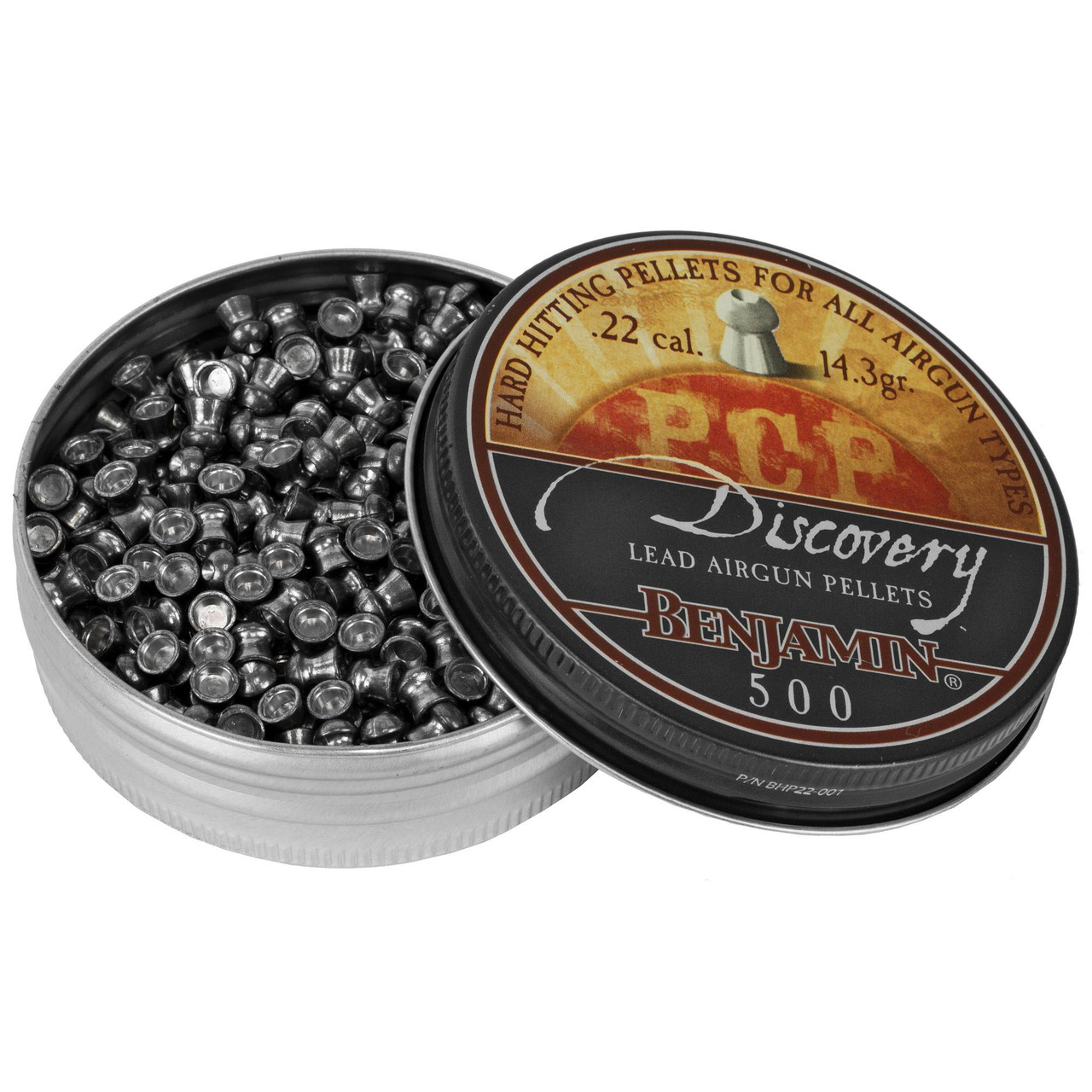 Benjamin Sheridan BHP22 .22 Caliber Hollow Point Pellets - Precision Hunting Ammo in a 500-count round tin for airgun shooting.