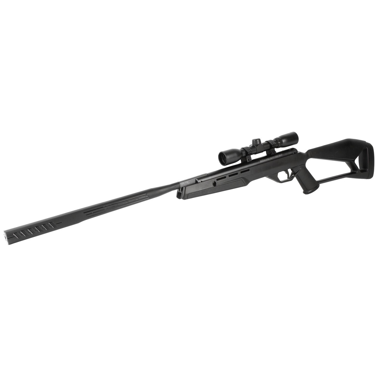 Crosman F7SXS, air rifle with a black synthetic stock, adjustable scope, and a long barrel designed for precision shooting.