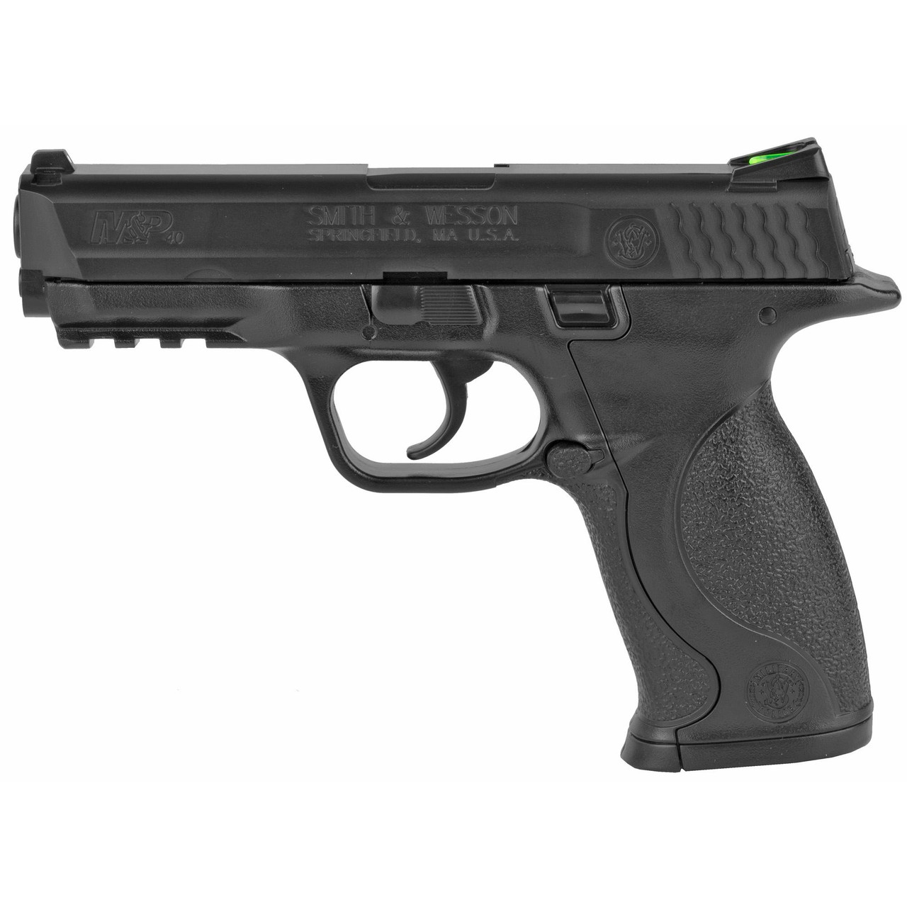 Umarex 2255050, a black semi-automatic air pistol with textured grip and trigger, designed for target shooting and recreational use.