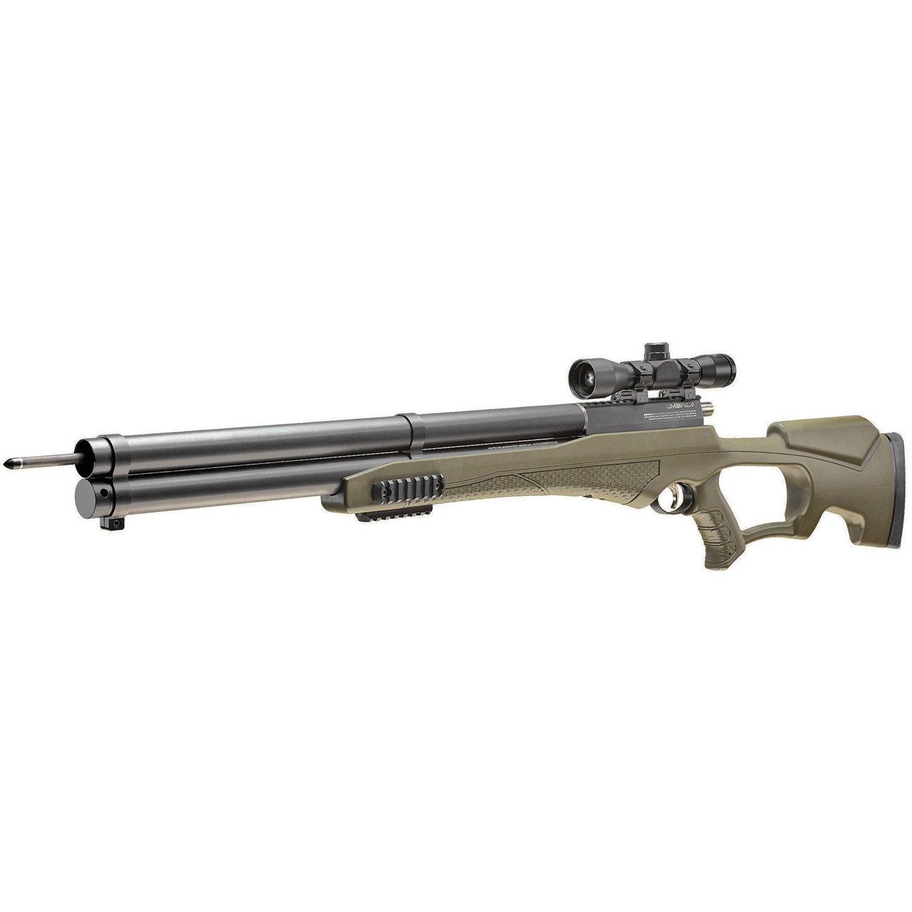 Umarex 2252660, air rifle with scope mounted, tactical design with adjustable stock in black and green.
