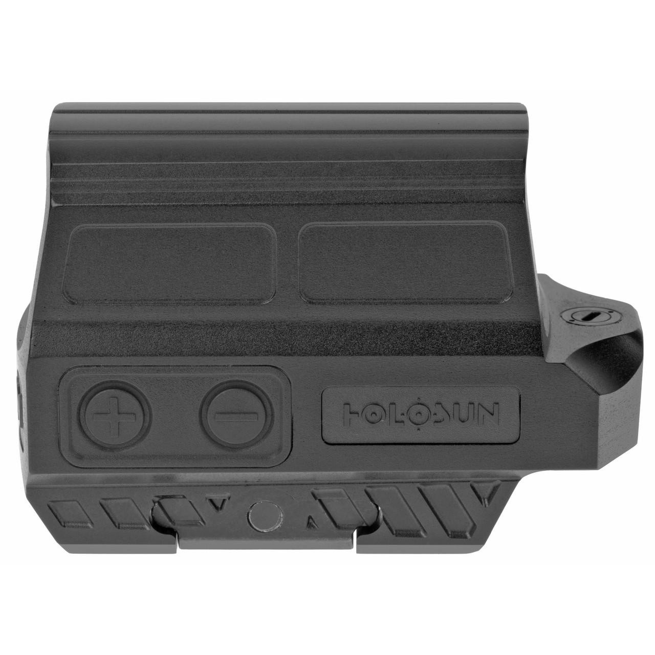Holosun Technologies HS512C Enclosed Reflex MR Red Solar, a compact black reflex sight with adjustment buttons and mounting features.