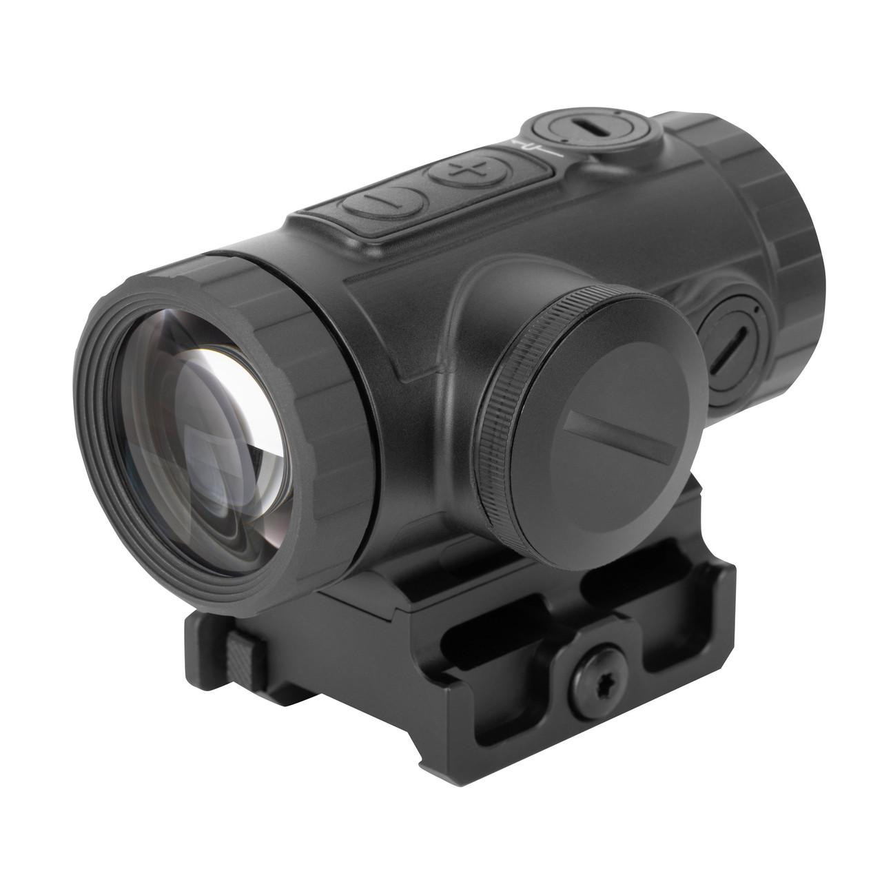 Holosun Technologies MP3X-BDC 3X24 Prism Scope Qd Mount, compact black scope with adjustment buttons and quick detach mount.