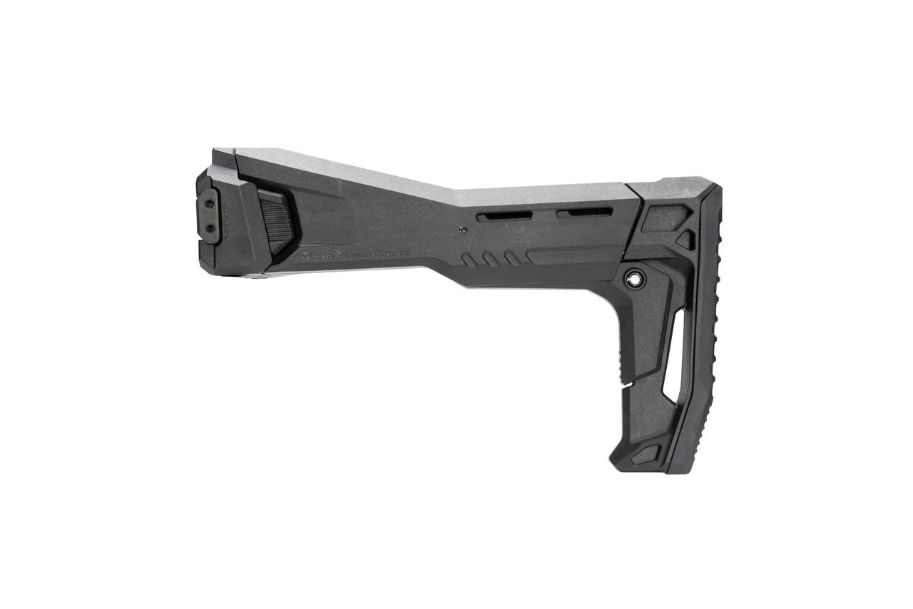 Strike Industries SI-FSA-SP-STOCK Adjustable FSA Polymer Stock with Picatinny Mount, black and gray adjustable polymer rifle stock with Picatinny rail mount.