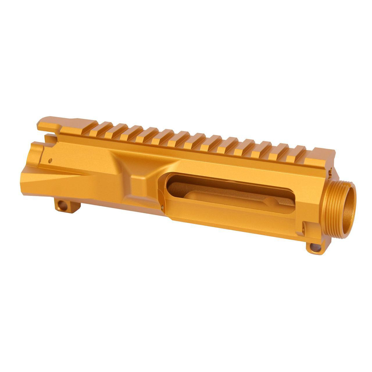 Guntec USA GT-UPPER-ORANGE AR-15 Stripped Billet Upper Receiver, Anodized Orange, lightweight and durable firearm upper receiver.