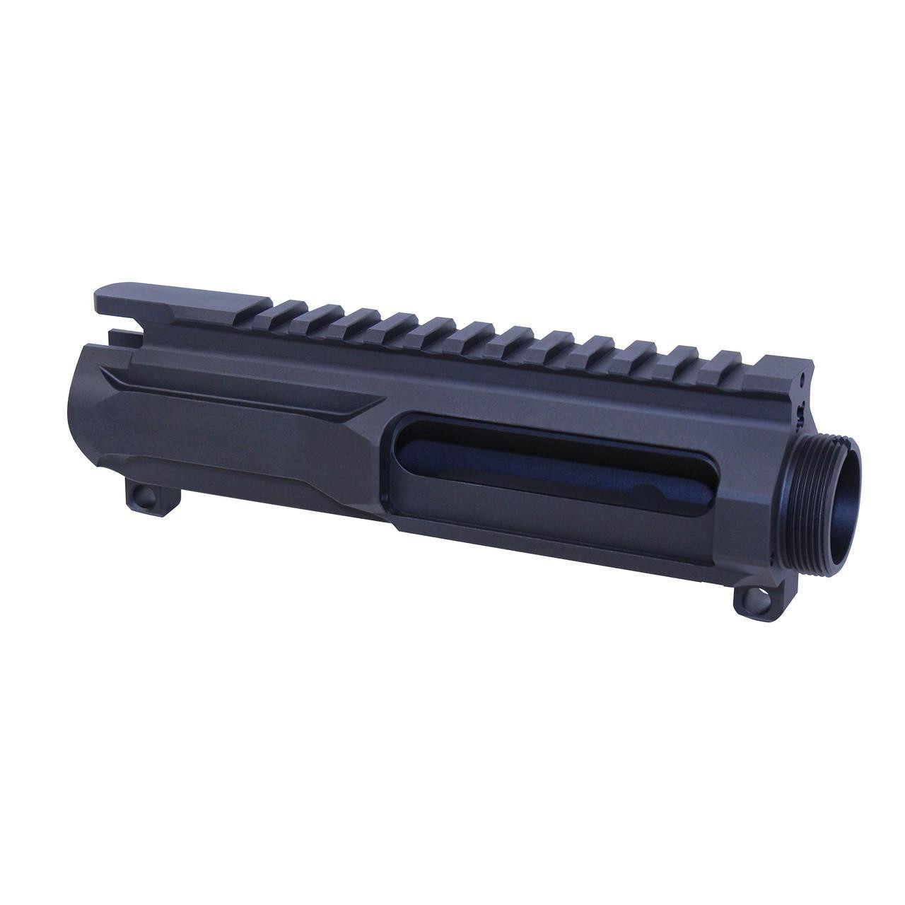 Guntec USA GT-UPPER-SL-BLACK AR-15 5.56 Slabside Stripped Billet Upper Receiver Anodized Black, black anodized AR-15 upper receiver with Picatinny rail and machined finish.