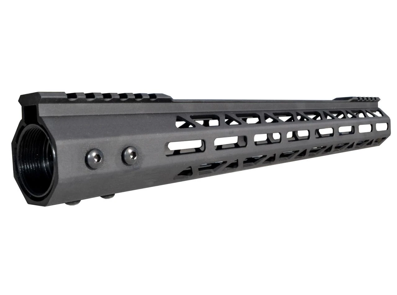 Presma UMMARA15 15 inch 223/5.56 Super Light M-LOK Free Float Handguard with Partial Top Rail, in black with lightweight design and modular M-LOK slots for accessories.