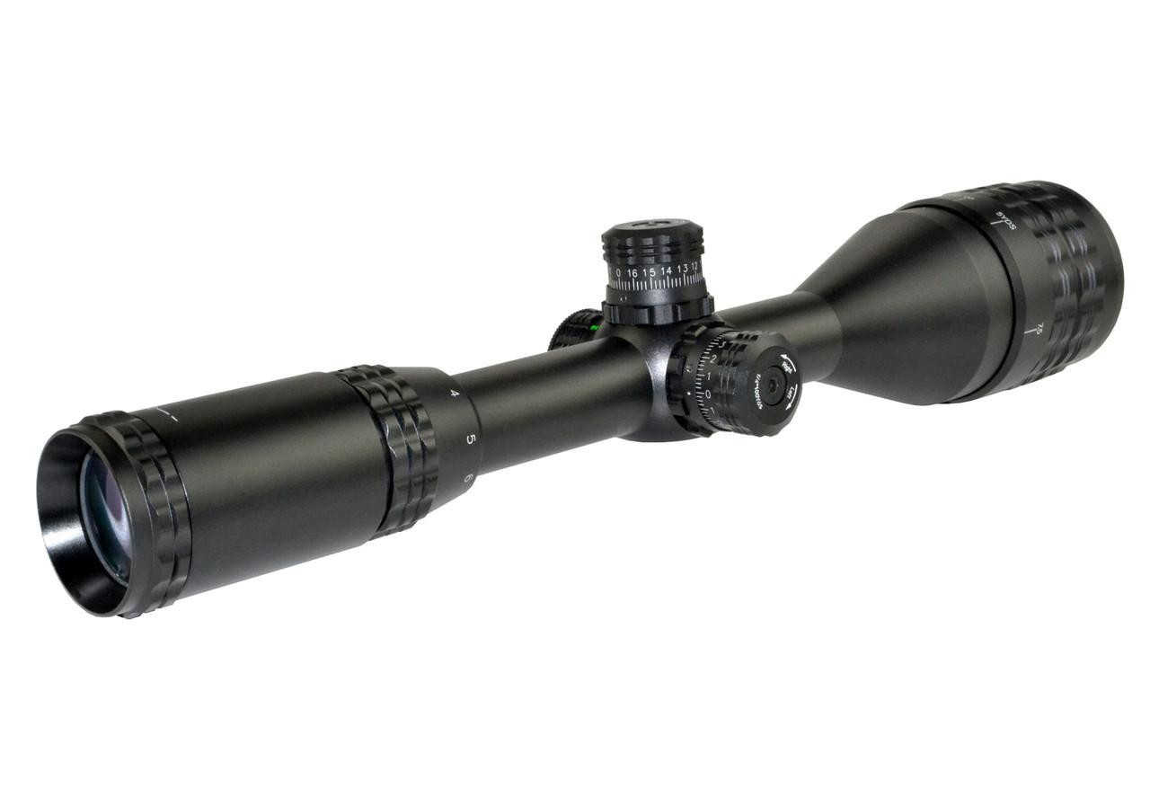 Eastvale EV3-9X50AOL 3-9X50AOL R/G/B Illuminated Mil-Dot Range Estimating Scope, black tactical rifle scope with zoom and illuminated reticle.