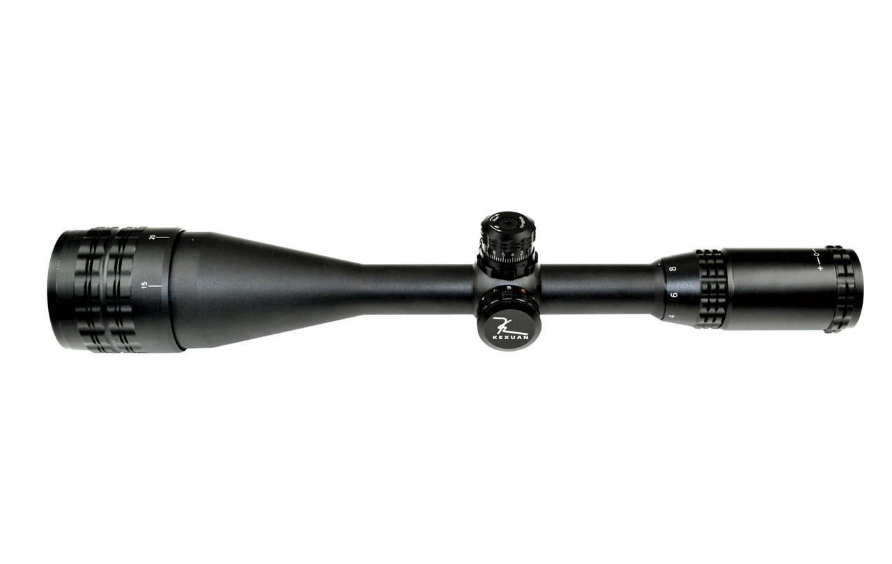 Kexuan 4-16X50AOL Scope With Front AO, R/G/B Tri-Illumination Mil-Dot Reticle by Sniper, black telescopic rifle scope with adjustment knobs and precision design.