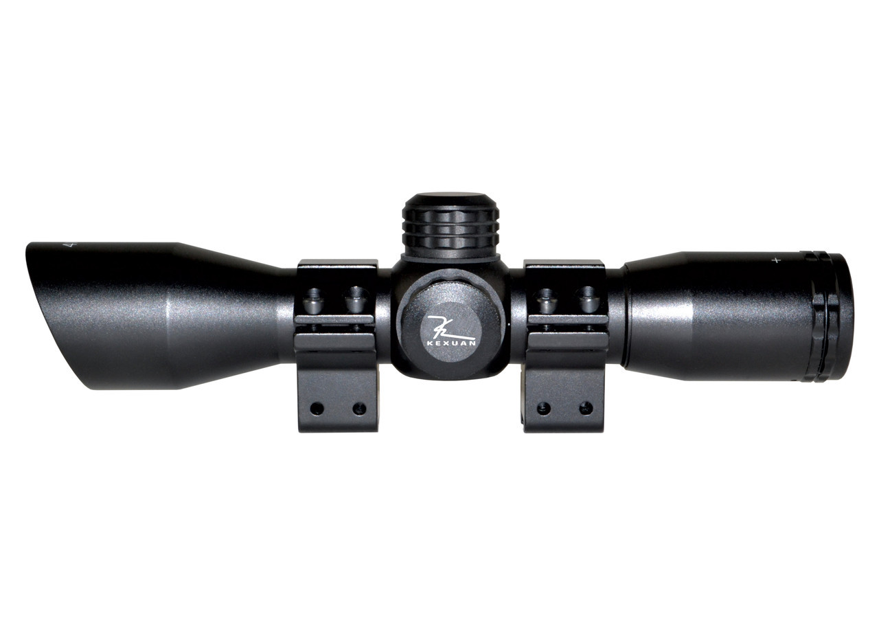 Kexuan 4X32 Compact Scope with Red/Green 5 Line Reticle and 1" Dovetail Scope Rings [KX 4X32MLF-AG]