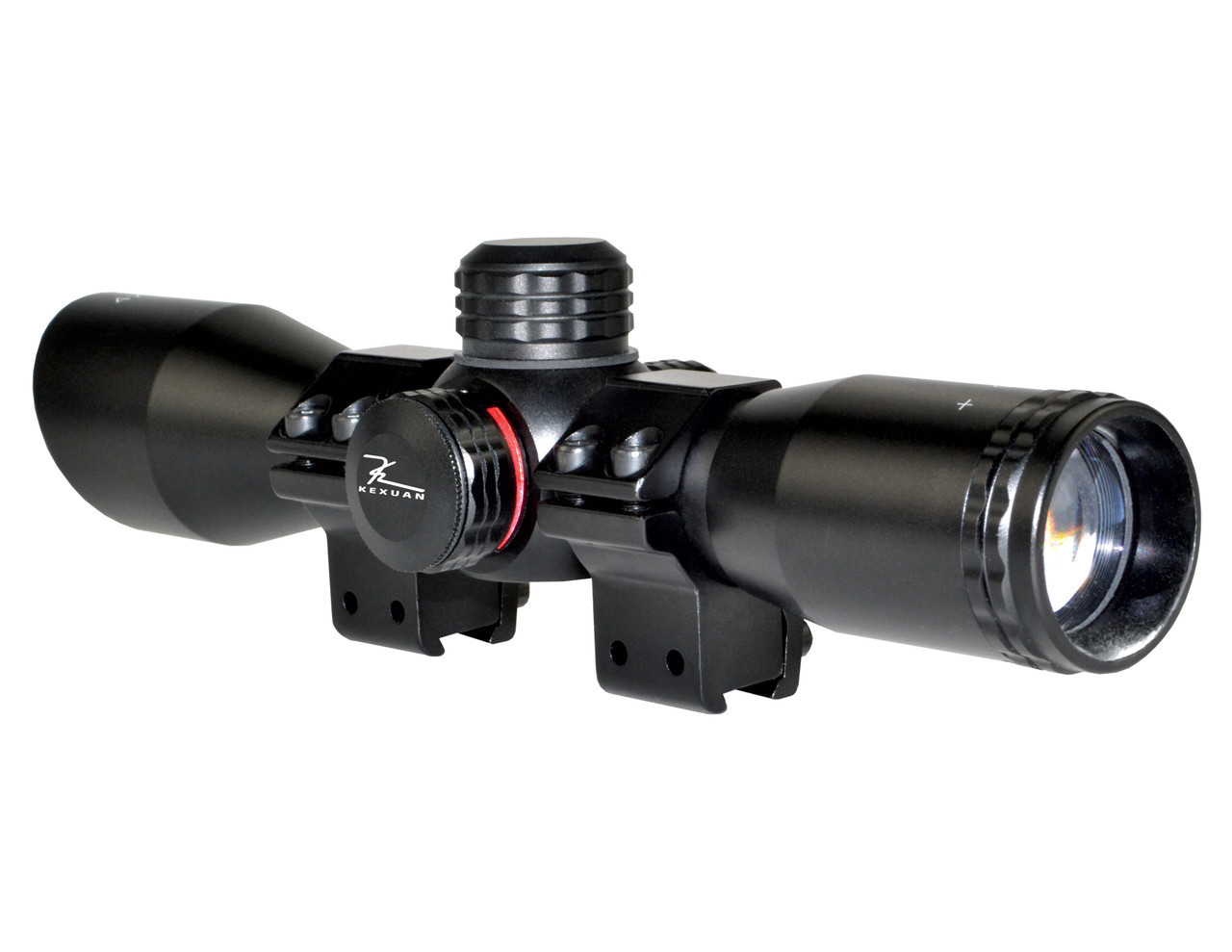 Kexuan 4X32 Compact Scope with Red/Green 5 Line Reticle and 1" Dovetail Scope Rings [KX 4X32MLF-AG]