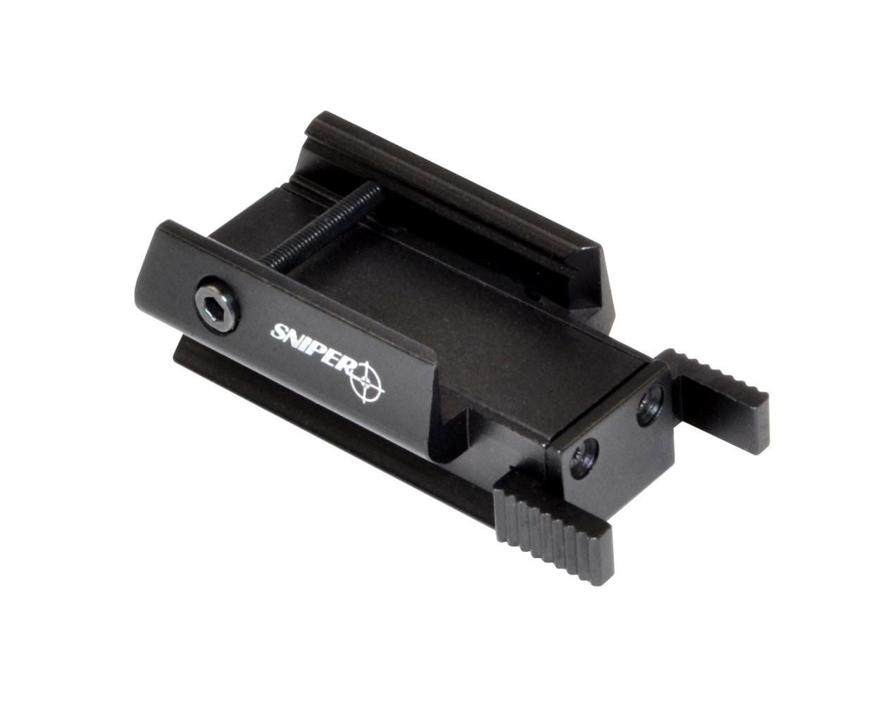 Kexuan Compact Tactical Red Laser Sight with Picatinny Top Rail, black laser sight with mounting clamp for firearm customization.