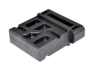Presma .308 Lower Vise Block, black metal firearm accessory with precision cutouts and slots for firearm assembly.