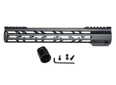 Presma 12.5" M-LOK Free Float Handguard for AR-15 223/5.56 Upper, black, with mounting hardware and an attachment tool.