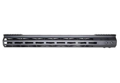Presma 17" AR-15 Super Light M-LOK Series Free Float Handguard with Partial Top Rail, gray color with elongated M-LOK slots and partial top rail for customization.