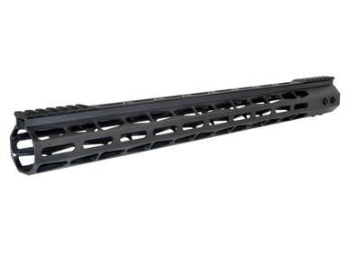 Presma 19" AR-15 Super Light M-LOK Series Free Float Handguard with Partial Top Rail, black, lightweight tactical rifle handguard with M-LOK slots and partial top rail for customizable accessory mounting.