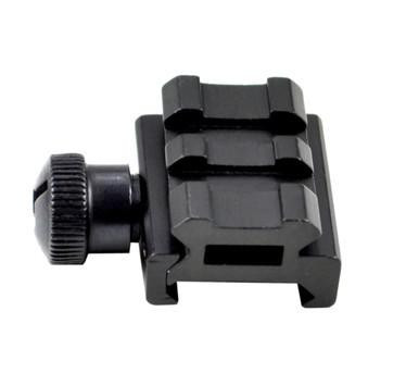 Presma 2 Slot Riser Mount - 0.5" Low Profile, black metal riser mount with adjustable screw for mounting gadgets.