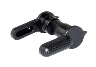 Presma 223/5.56 Ambidextrous Safety Selector Switch, black metal tactical firearm safety switch with textured levers for easy grip and control.