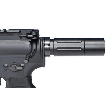 Presma 3.5" Short Buffer Tube System, Dark Blue, close-up image showing the cylindrical buffer tube attached to a firearm's lower receiver with a smooth, matte finish.